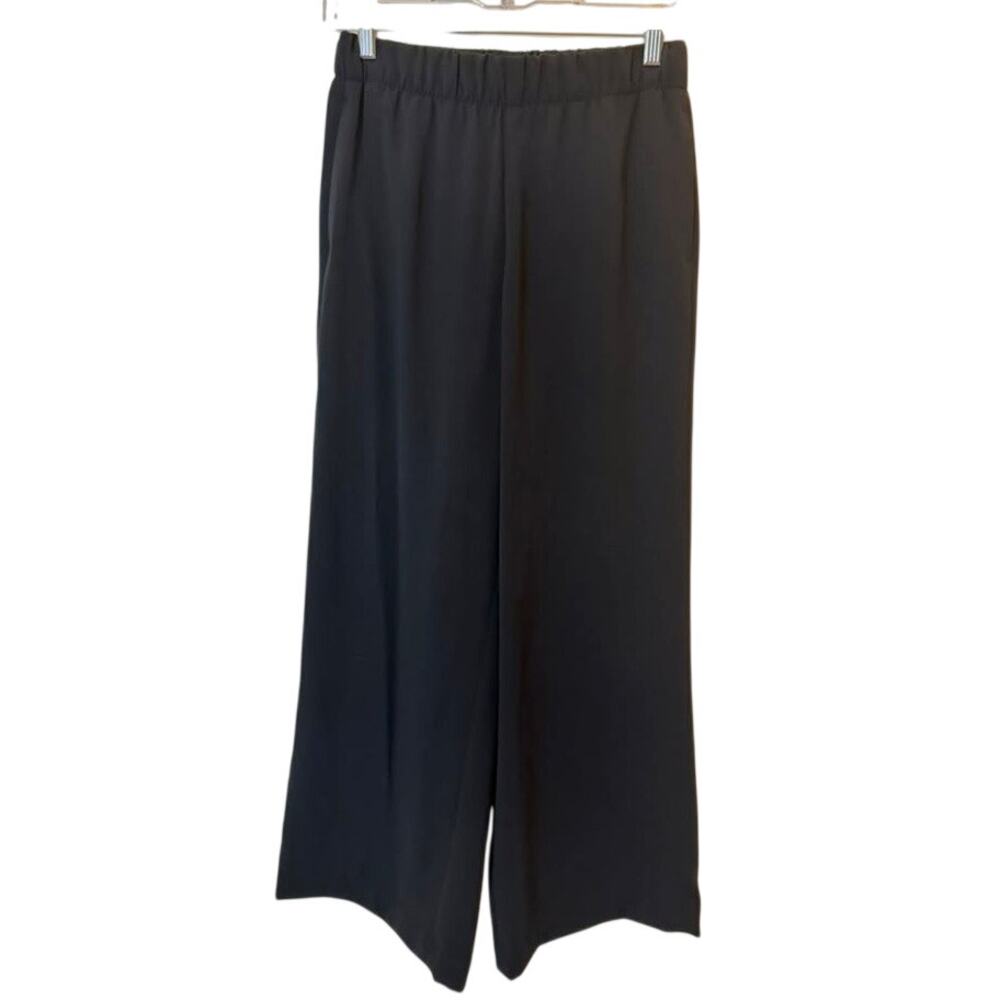 VINCE Triacetate Blend Wide Leg Cropped Pull-on Pants in Navy Blue Size XS